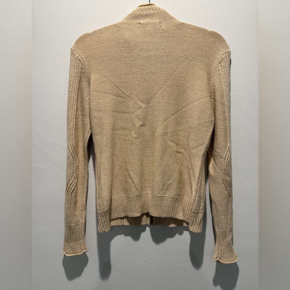 St. John Tan with Gold Zip Up Cardigan - Picture 4 of 7